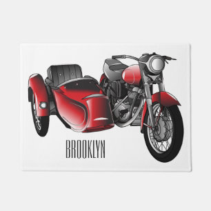 Sidecar motorcycle cartoon illustration  doormat