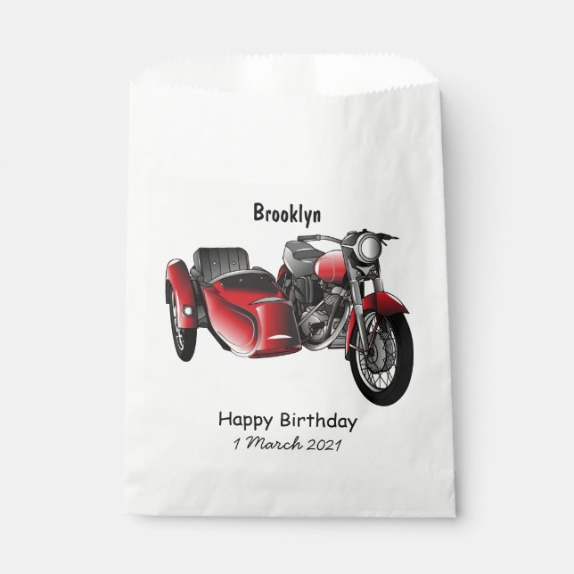 Sidecar motorcycle cartoon illustration  favour bags (Front)
