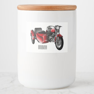 Sidecar motorcycle cartoon illustration food label