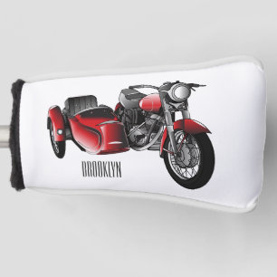 Sidecar motorcycle cartoon illustration golf head cover