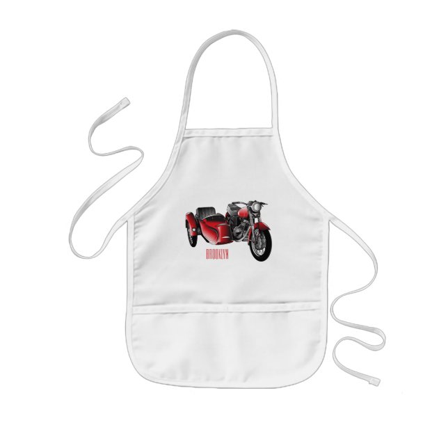 Sidecar motorcycle cartoon illustration  kids apron (Front)
