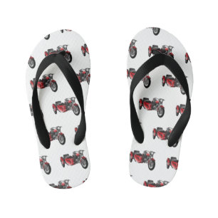 Sidecar motorcycle cartoon illustration kid's flip flops