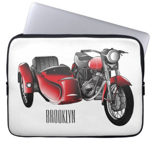 Sidecar motorcycle cartoon illustration laptop sleeve