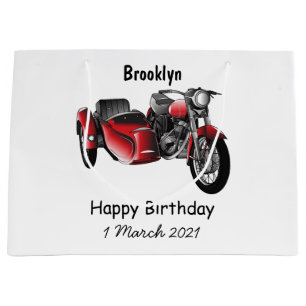 Sidecar motorcycle cartoon illustration large gift bag