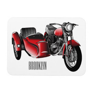 Sidecar motorcycle cartoon illustration  magnet