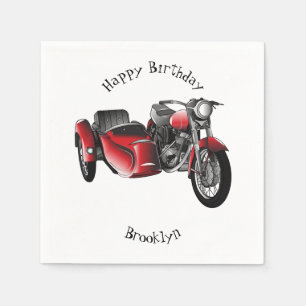 Sidecar motorcycle cartoon illustration  napkin