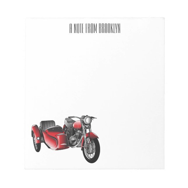 Sidecar motorcycle cartoon illustration  notepad (Front)