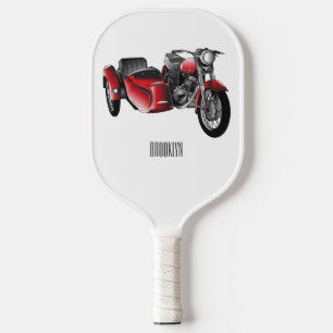 Sidecar motorcycle cartoon illustration  pickleball paddle