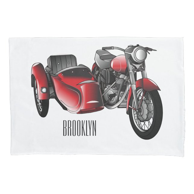 Sidecar motorcycle cartoon illustration  pillowcase (Front)