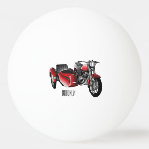 Sidecar motorcycle cartoon illustration  ping pong ball