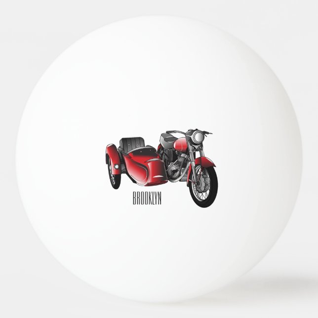Sidecar motorcycle cartoon illustration  ping pong ball (Front)