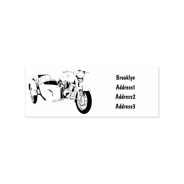 Sidecar motorcycle cartoon illustration  rubber stamp (Imprint)