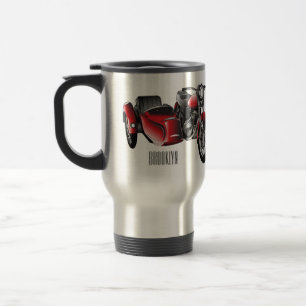 Sidecar motorcycle cartoon illustration  travel mug