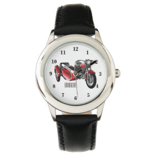 Sidecar motorcycle cartoon illustration  watch