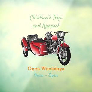 Sidecar motorcycle cartoon illustration  window cling