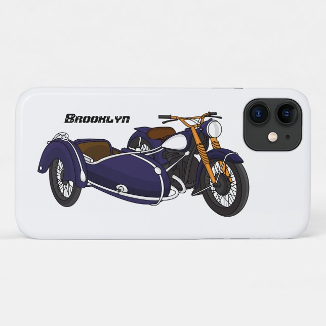 Sidecar purple motorcycle illustration Case-Mate iPhone case (Back (Horizontal))