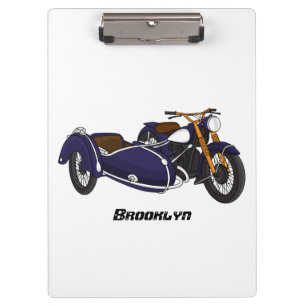Sidecar purple motorcycle illustration clipboard