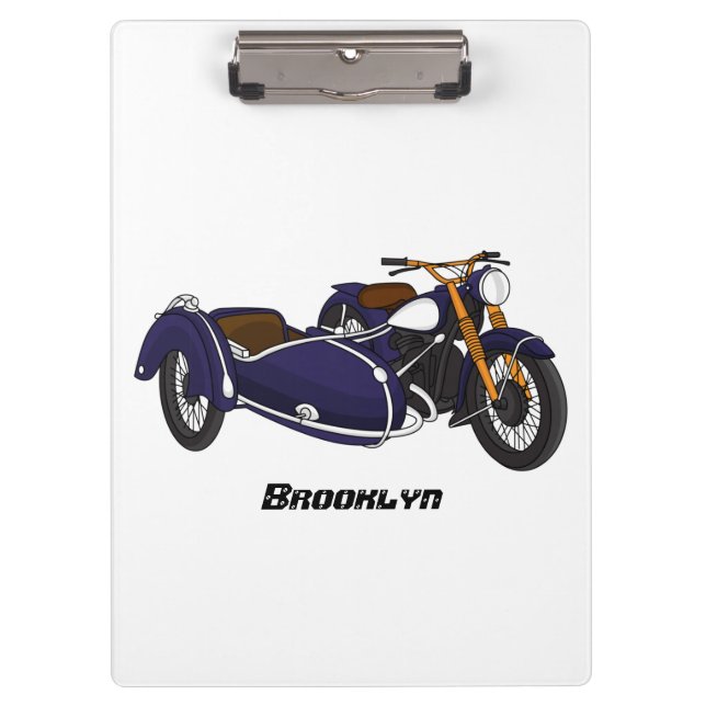 Sidecar purple motorcycle illustration clipboard (Front)