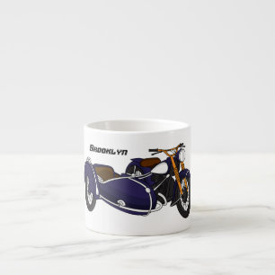 Sidecar purple motorcycle illustration espresso cup