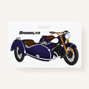 Sidecar purple motorcycle illustration ID badge