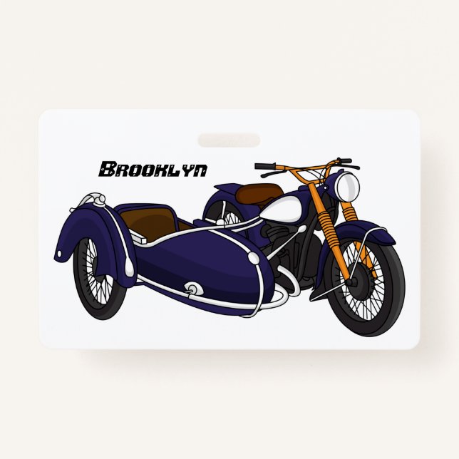 Sidecar purple motorcycle illustration ID badge (Front)