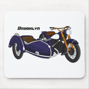 Sidecar purple motorcycle illustration mouse mat
