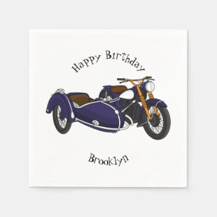 Sidecar purple motorcycle illustration  napkin