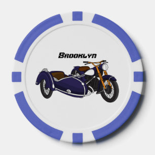 Sidecar purple motorcycle illustration poker chips