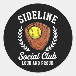Sideline Social Club Softll Glove Ll Proud Mom  Classic Round Sticker