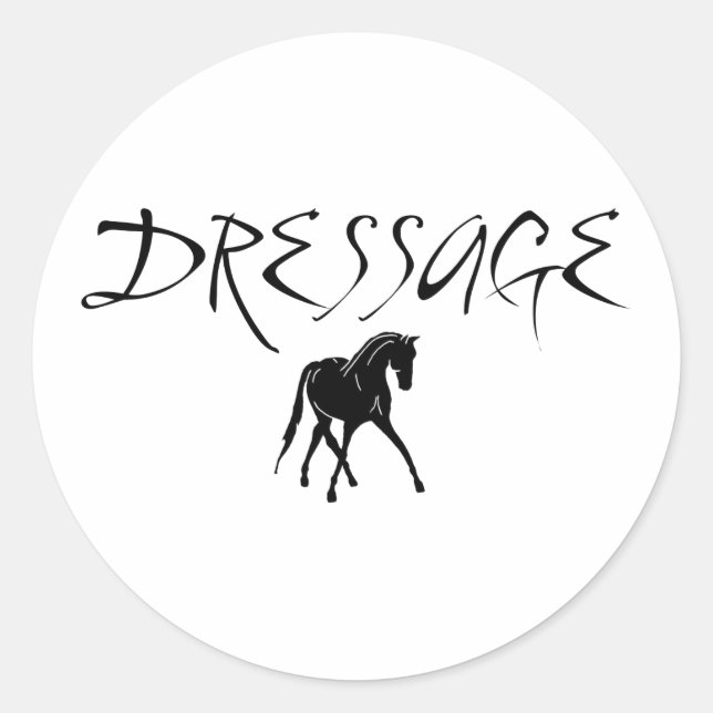 Sidepass Horse With Dressage Text Classic Round Sticker (Front)