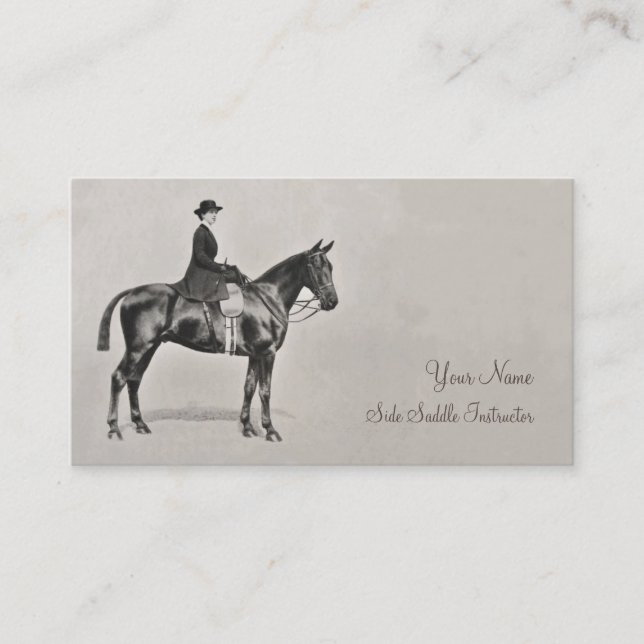 Sidesaddle horse and rider business card (Front)