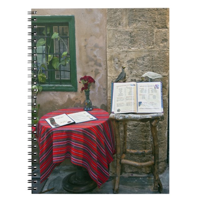 Sidewalk cafe, Chania, Crete, Greece Notebook (Front)