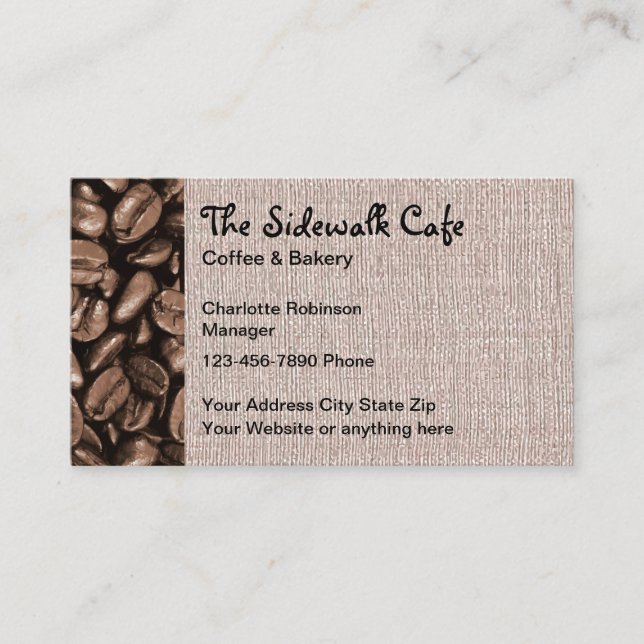 Sidewalk Cafe Coffee Shop Business Card (Front)
