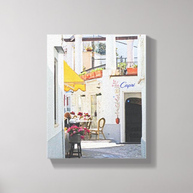 Sidewalk Cafe In Capri Canvas Print (Front)