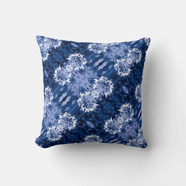 Sidewalk Flower In Blue  Cushion (Front)