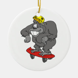 sidewalk surfin gorilla ceramic tree decoration