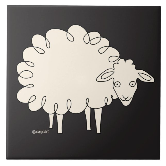 Sideways Sheep Ceramic Tile (Front)