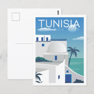 Sidi Bou Said Tunisia Travel Place Illustration Postcard