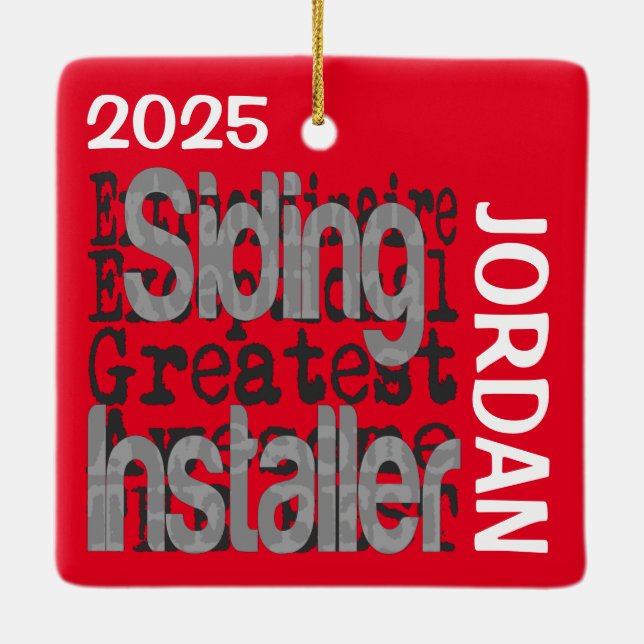 Siding Installer Extraordinaire CUSTOM Ceramic Ornament (Back)