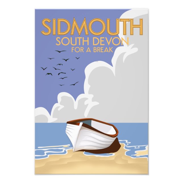 Sidmouth South Devon vintage travel poster. Photo Print (Front)