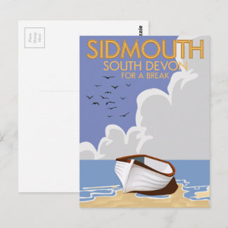 Sidmouth South Devon vintage travel poster. Postcard
