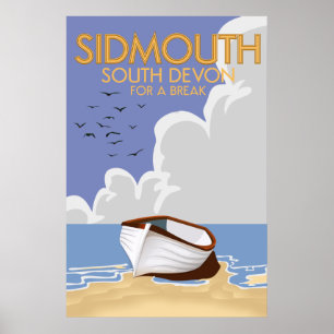 Sidmouth South Devon vintage travel poster. Poster
