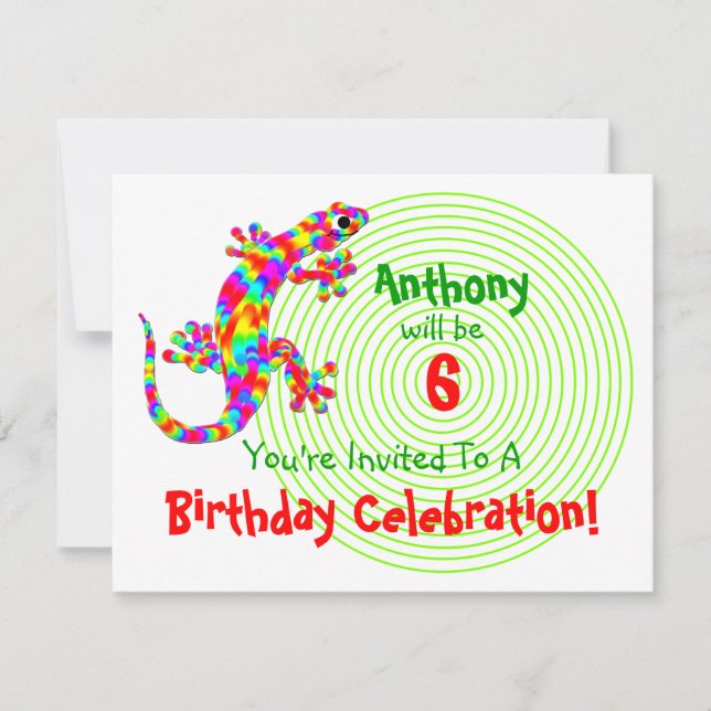 Sidney Salamander Birthday Party Invitation (Front)