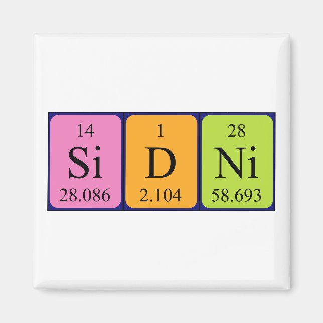 Sidni periodic table name magnet (Front)