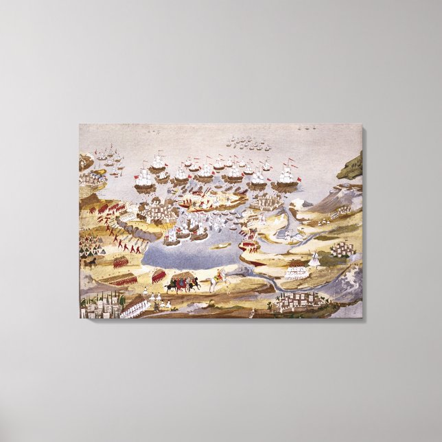 Siege and Naval Battle, plate 13 from 'Pictorial H Canvas Print (Front)