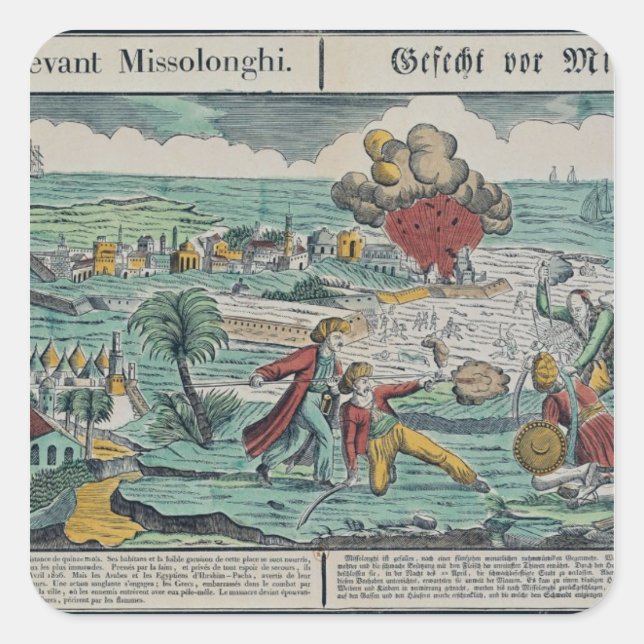 Siege of Missolonghi, 22nd April 1826 Square Sticker (Front)