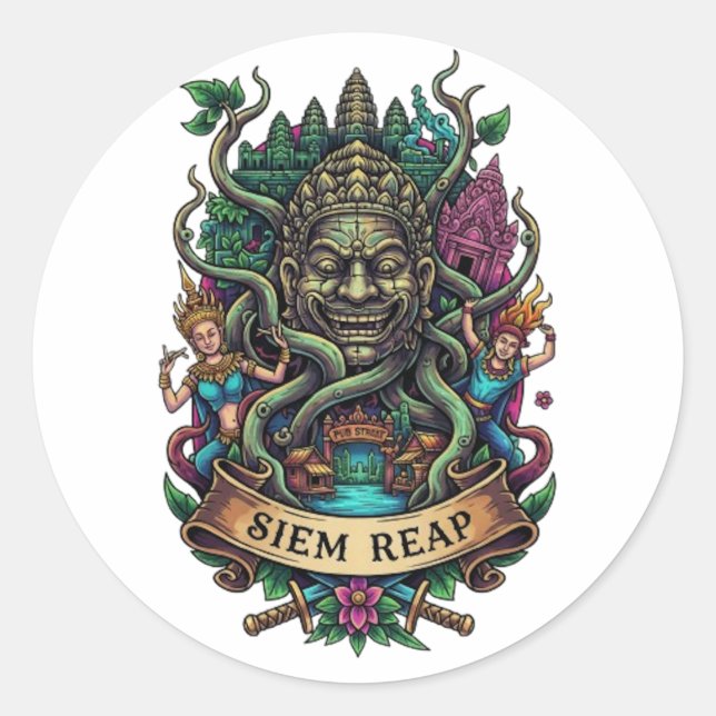 SIEM REAP CLASSIC ROUND STICKER (Front)