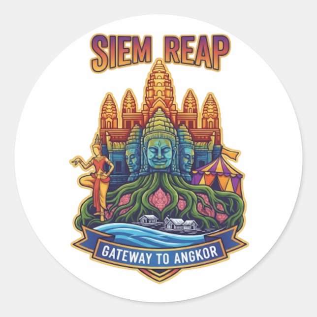 SIEM REAP CLASSIC ROUND STICKER (Front)