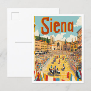 Siena Italy Art Vintage Travel Illustration Postcard