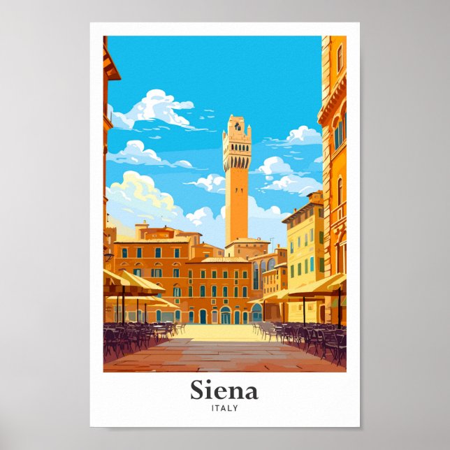 Siena Italy Art Vintage Travel Illustration Poster (Front)